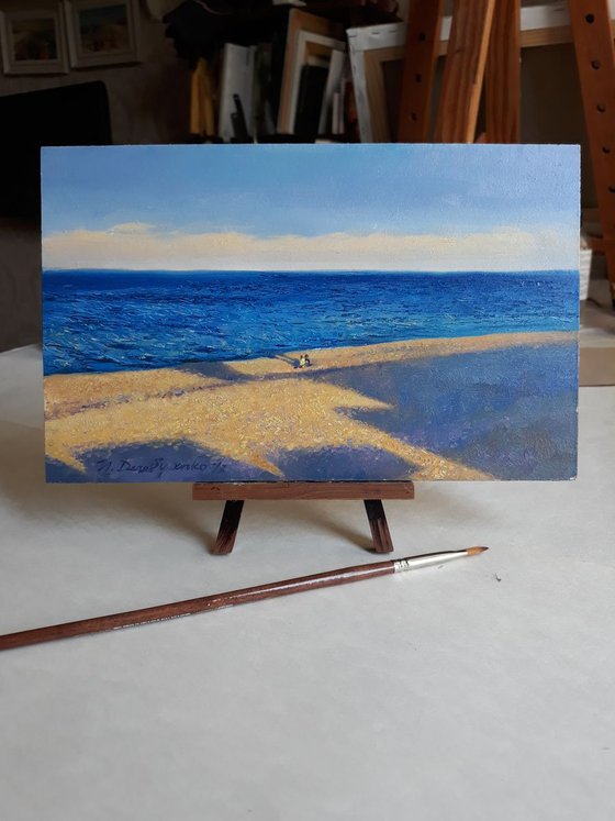 Blue sea landscape oil painting