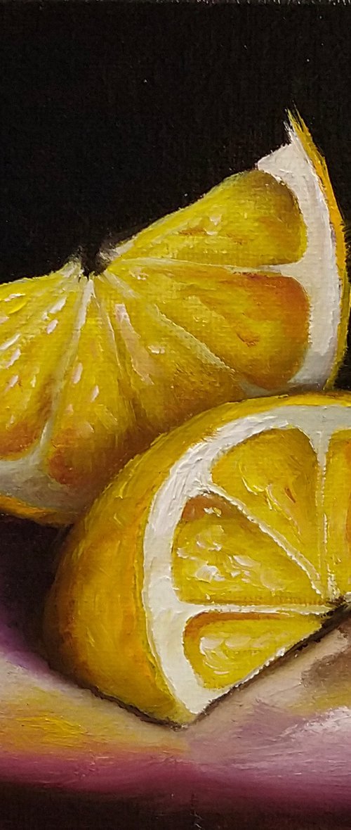Lemon slices framed still life by Jane Palmer Art