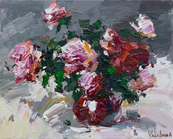 Pink roses Original acrylic  painting