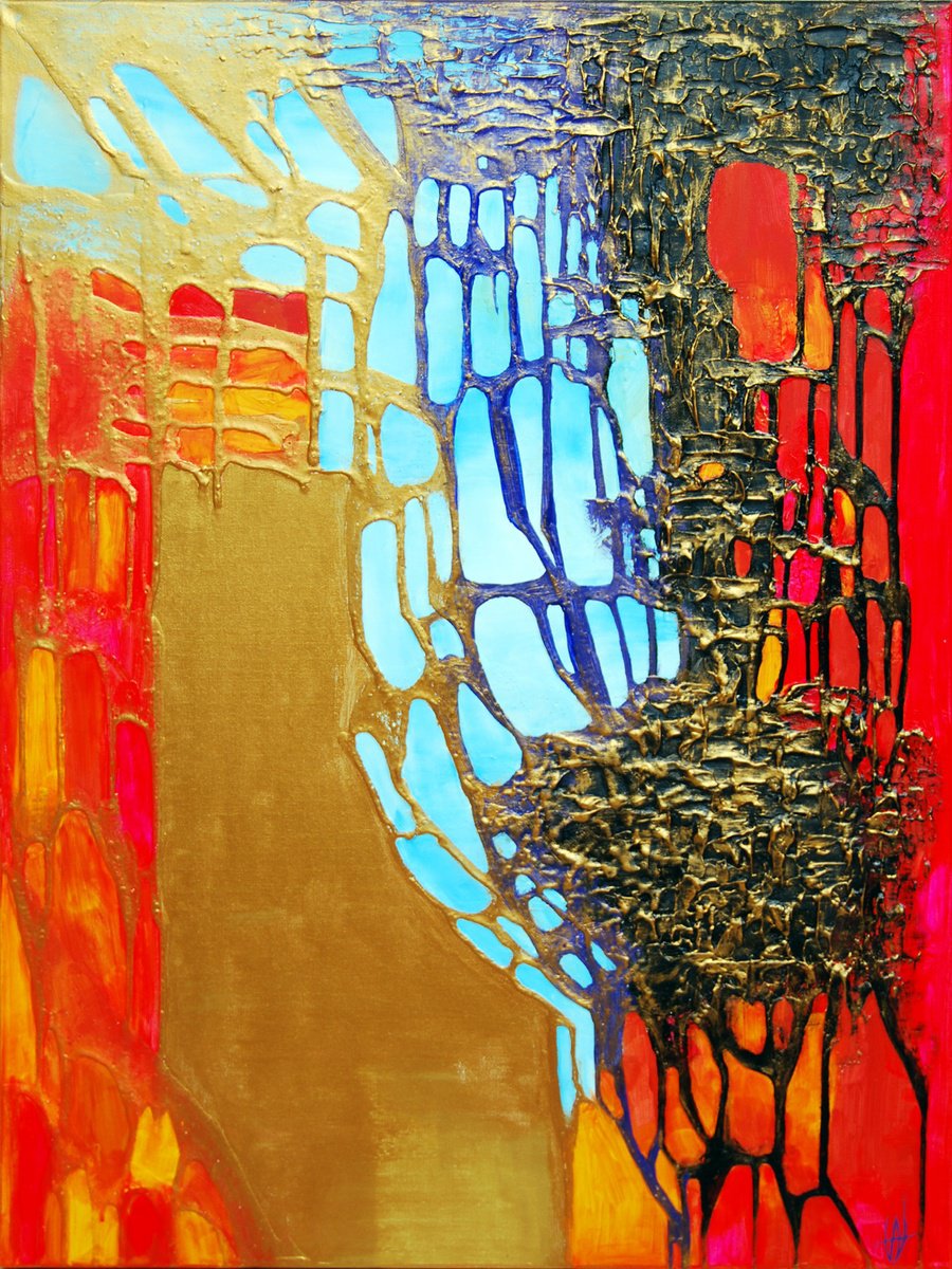 Organic Abstract Acrylic Painting By Vanada Abstract Art, 24 X 31", Some Kind Of Wonderful, Original Artwork