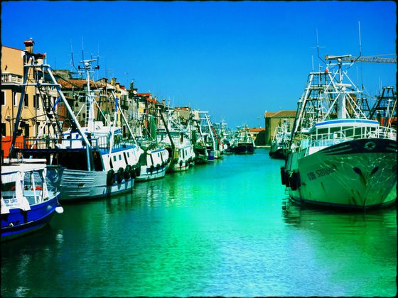 Venice sister town Chioggia in Italy - 60x80x4cm print on canvas 01066m1 READY to HANG