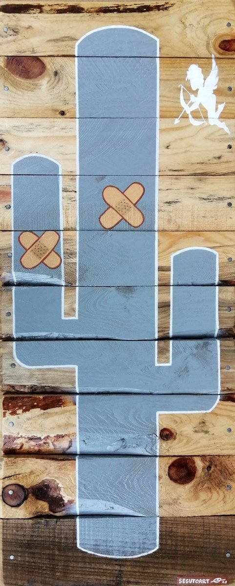 Urban And Pop Botanical Painting By Segutoart, 12 X 29", Cupid, Original Artwork