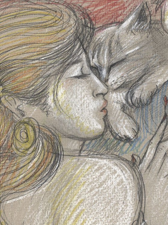 Cat - Feline Fantasy - Heart Kiss