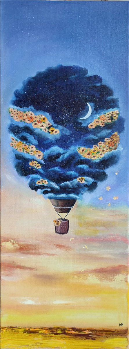 Surrealistic Landscape Oil Painting By Nataliia Plakhotnyk, 12 X 31", My Way, Surreal Art, Original Artwork