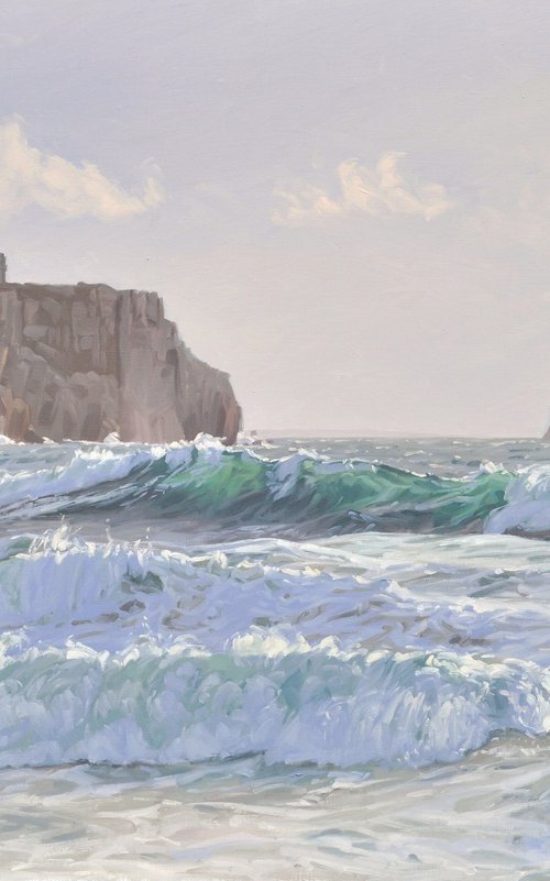 Crozon peninsula, waves at sunset by ANNE BAUDEQUIN