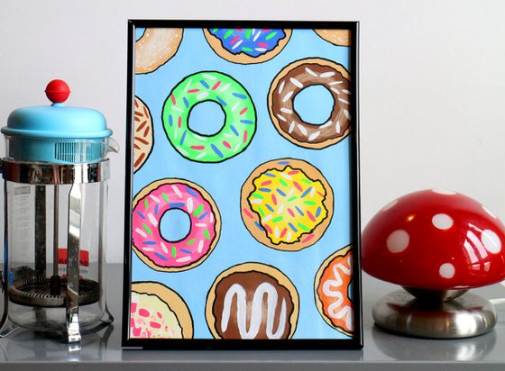 Donuts 2 Pop Art Painting On A4 Paper