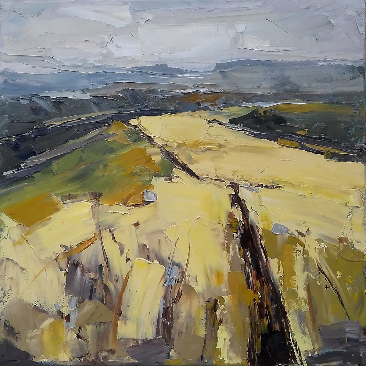 Expressive Landscape Oil Painting By Emilia Milcheva, 16 X 16, Better Walk That Lane, Original Artwork