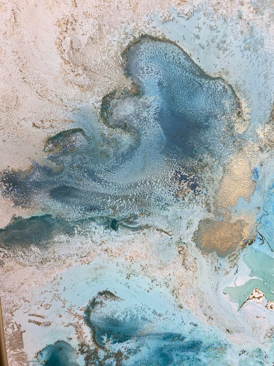Aqua Gold Abstract Painting