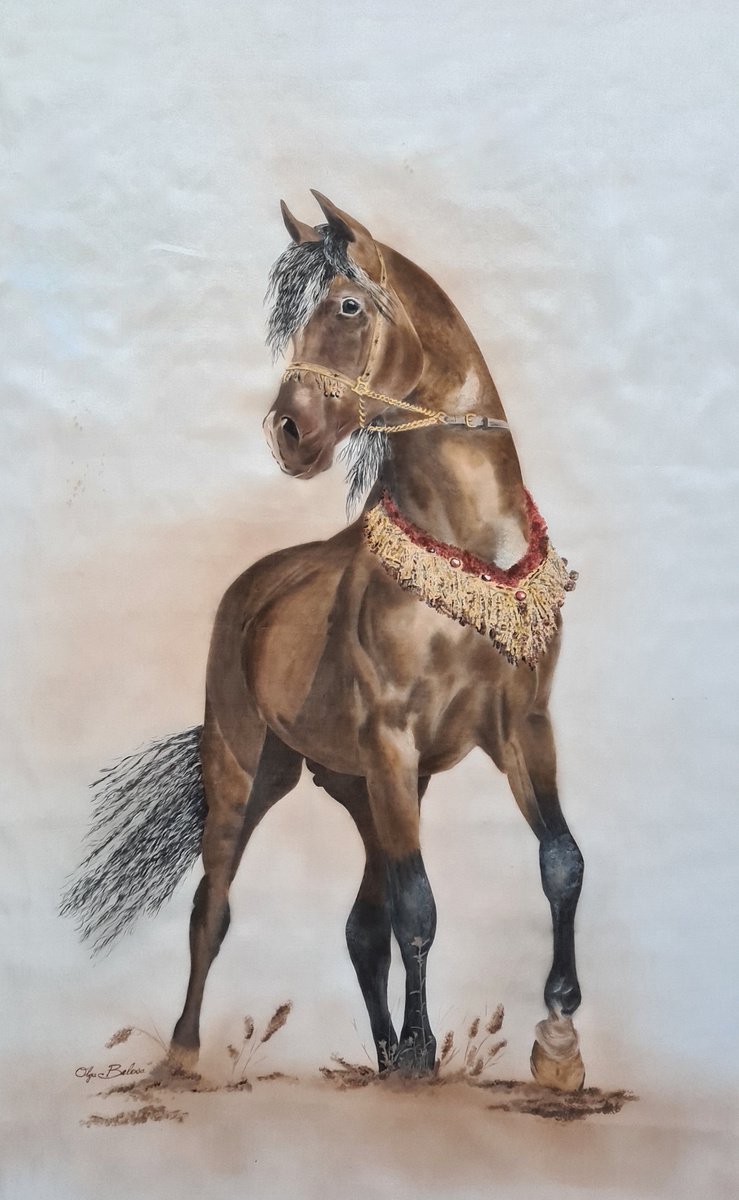 Horse - Silk Painting by Olga Belova