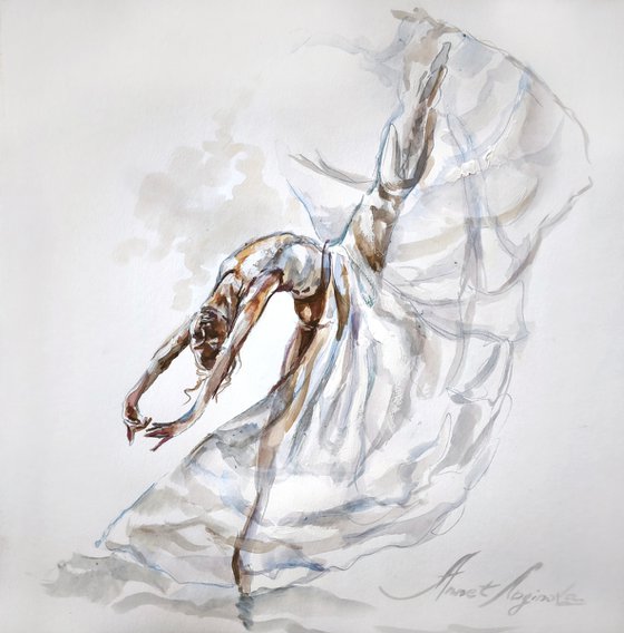 Ballerina watercolor drawing