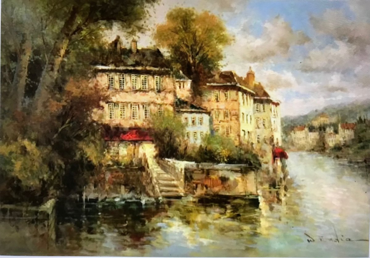 European Village by River by W. Eddie