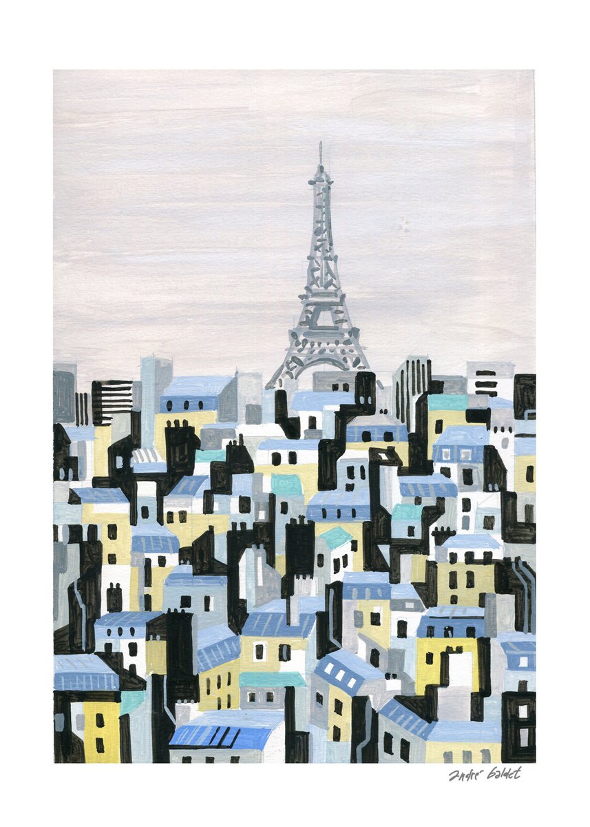 Urban And Pop Acrylic Painting , Paris_Roofs-01 By Andre Baldet, 10 X 14, Artwork For Sale On Artfinder