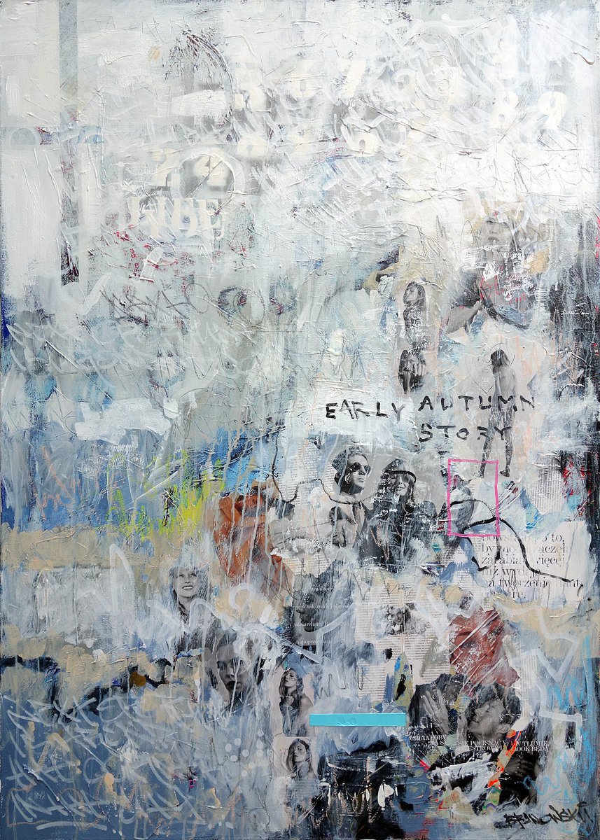 Abstract Collage By Tomasz Brynowski, 39 X 55", Early Autumn Story, Original Artwork