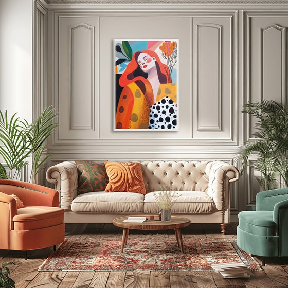 Red-Haired Woman in Matisse Style