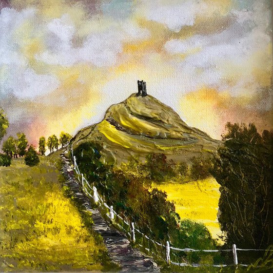 Glastonbury Tor in a white frame