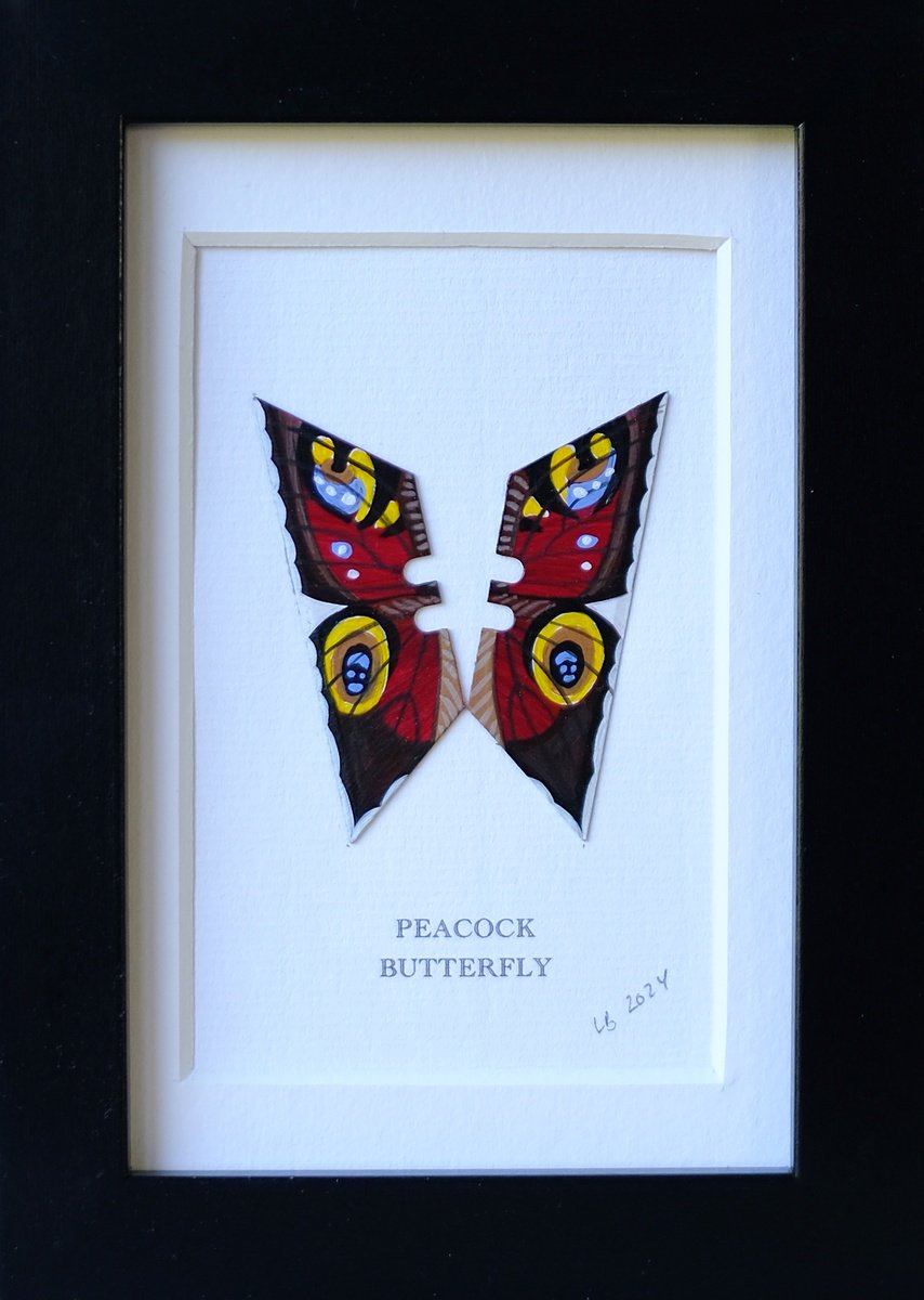 Animal Collage By Lene Bladbjerg, 5 X 7", Peacock Butterfly, Original Artwork