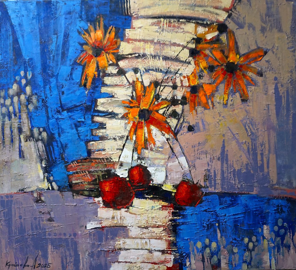 Impressionistic Still Life Oil Painting By Anastasiia Kraineva (Masniuk), 39 X 35, Autumn Lyrics, Original Artwork