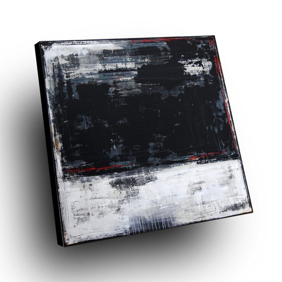 NOCTURNAL SCENES (II) - ABSTRACT ACRYLIC PAINTING TEXTURED * BLACK * WHITE