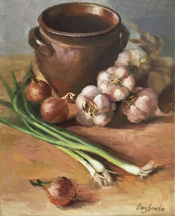 Still Life with Garlic and Onions
