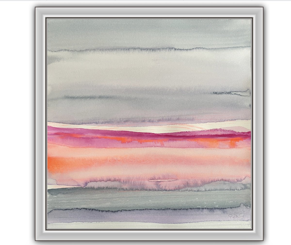 Abstract Landscape Watercolour By Gesa Reuter, 12 X 12, New Hopes Rising, Original Artwork