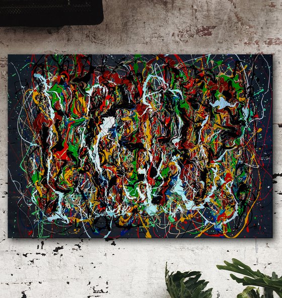 - Revive - LARGE FORMAT! Modern painting in Jackson Pollock style.