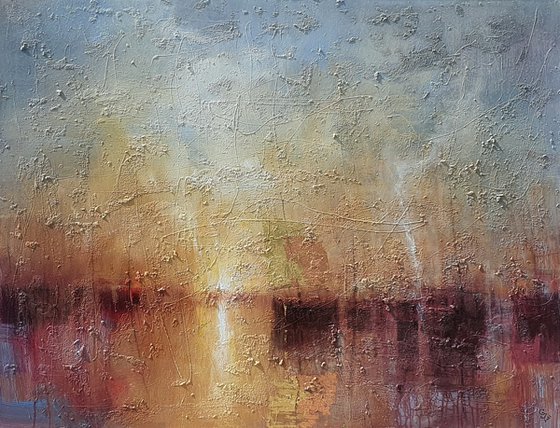 " Harbor of destroyed dreams - Golden Dawn " (W 130 x H 100 cm) SPECIAL PRICE!!!