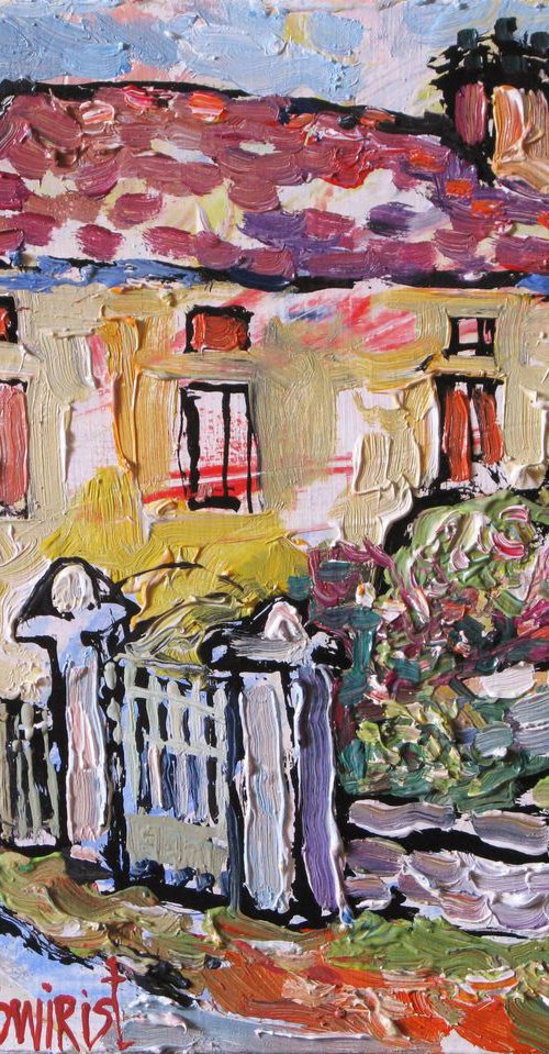 Road, house and wicket. by Nikifor Swiristuhin