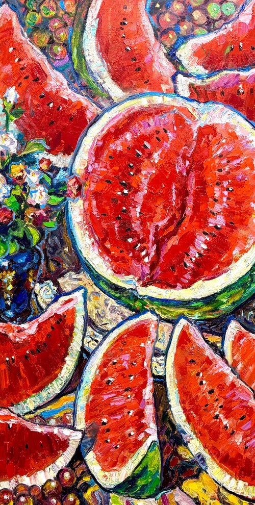 Sweet summer. Watermelon still life. by Andrii Chebotaru