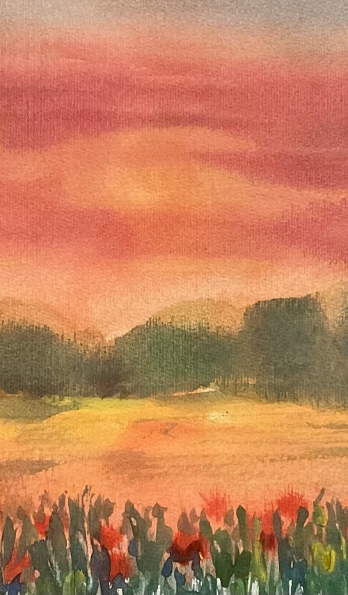 Peaceful poppy landscape by Samantha Adams