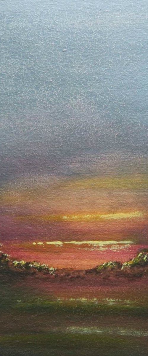 Sunset in the swamp. Acrylic on panel 20*20cm by Eugene Gorbachenko