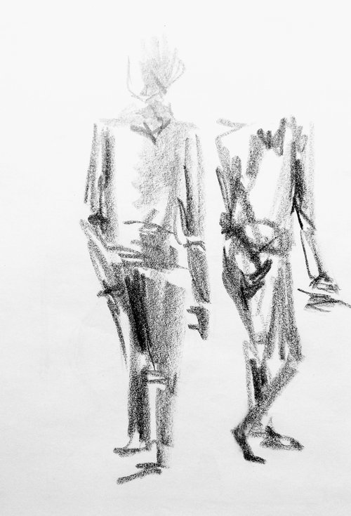 Shadows. Abstract portrait. Original pencil drawing by Yury Klyan