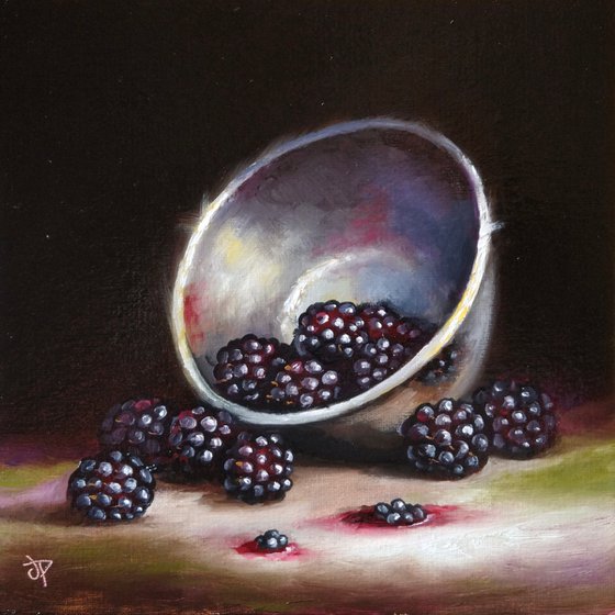 Bowl with Blackberries still life