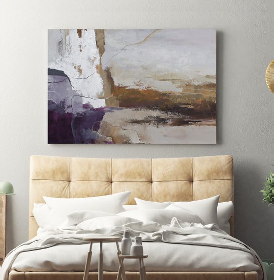 "Infinite" Purple brown silver abstract art