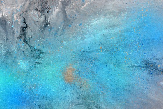 Astral Love XIX 150x70cm, Fluid Art Painting Large Abstract XXL Peaceful Artwork Neutral Colours Painting