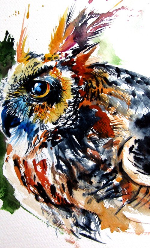 Great horned owl portrait by Kovács Anna Brigitta
