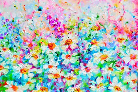 Woodland Glade with Daisies and Wildflowers