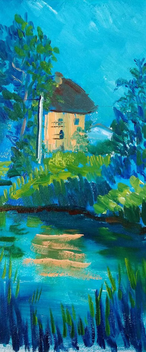 The small pond. Plein air painting by Dmitry Fedorov