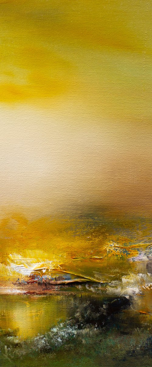 Enchanted Realm | Abstract landscape oil painting framed by Kris Ancog