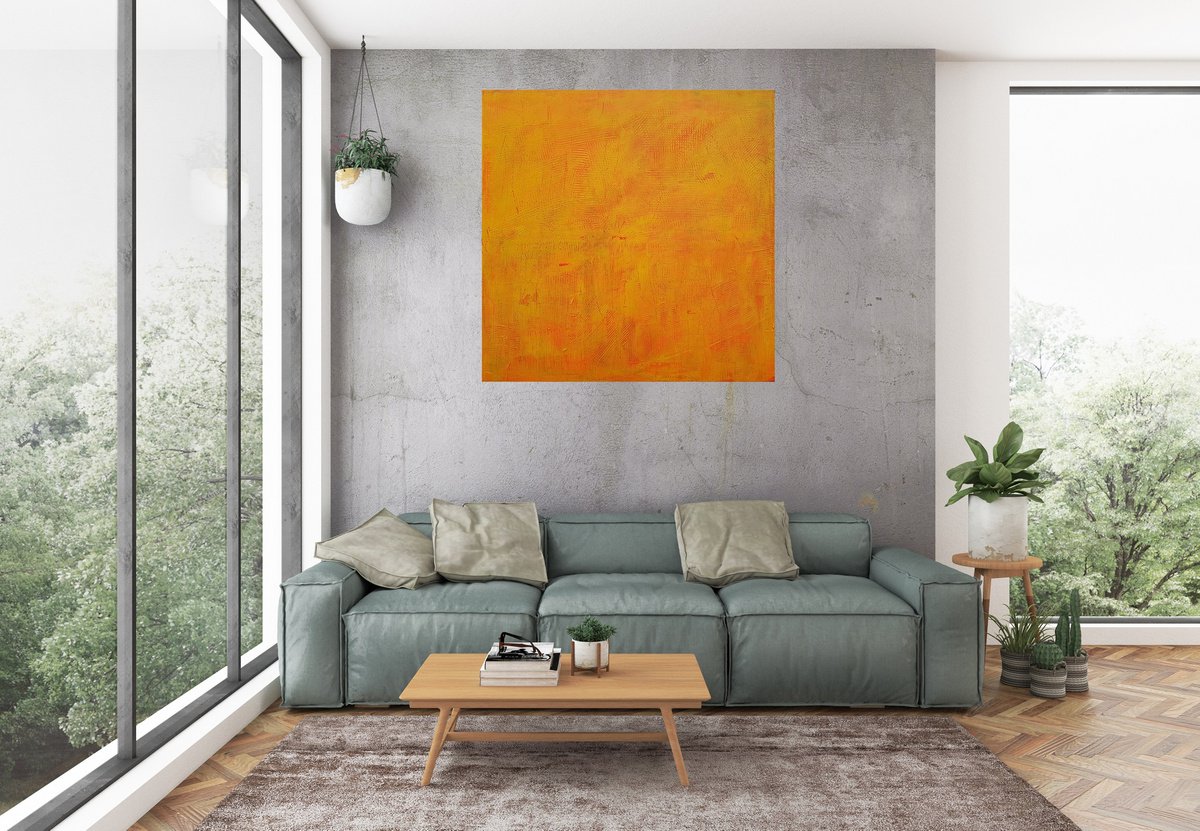 Solar storm - orange abstract painting by Ivana Olbricht