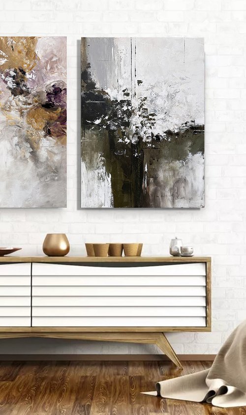 Ochre & Olive Abstraction set by Tatiana Malinovscaia