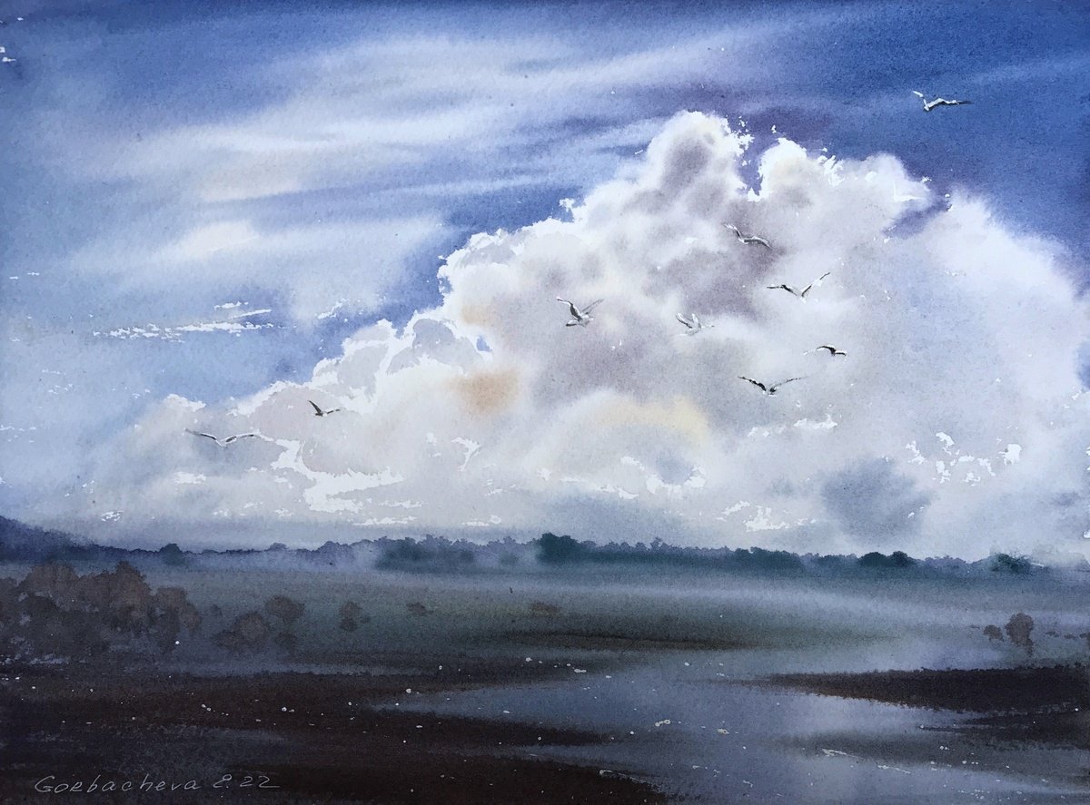 Cloud over the river by Eugenia Gorbacheva