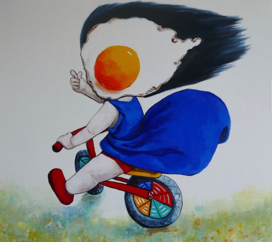 Egg girl on her bike