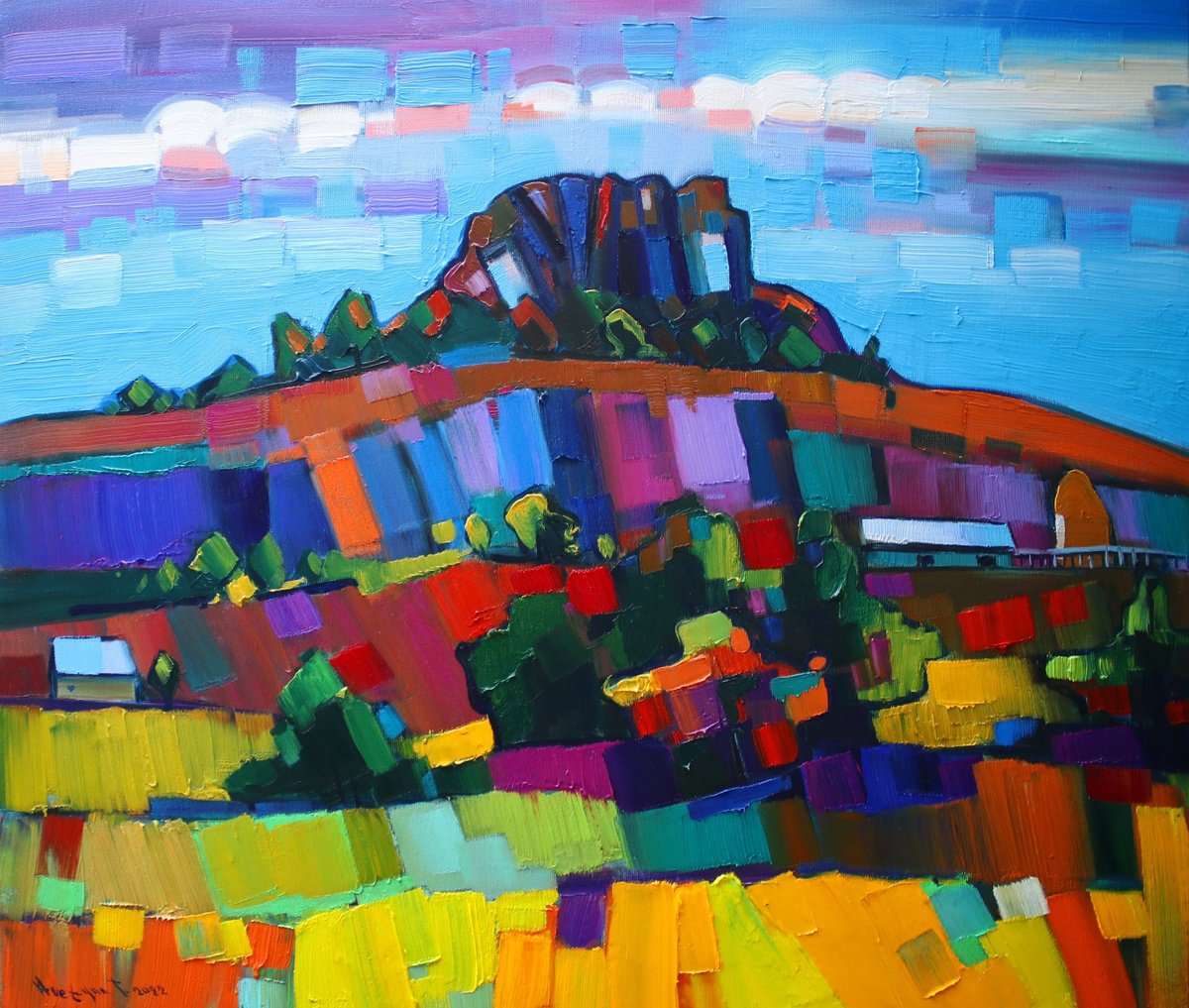 Impressionistic Landscape Oil Painting By Tigran Avetyan, 28 X 24", Autumn Mood, Original Artwork