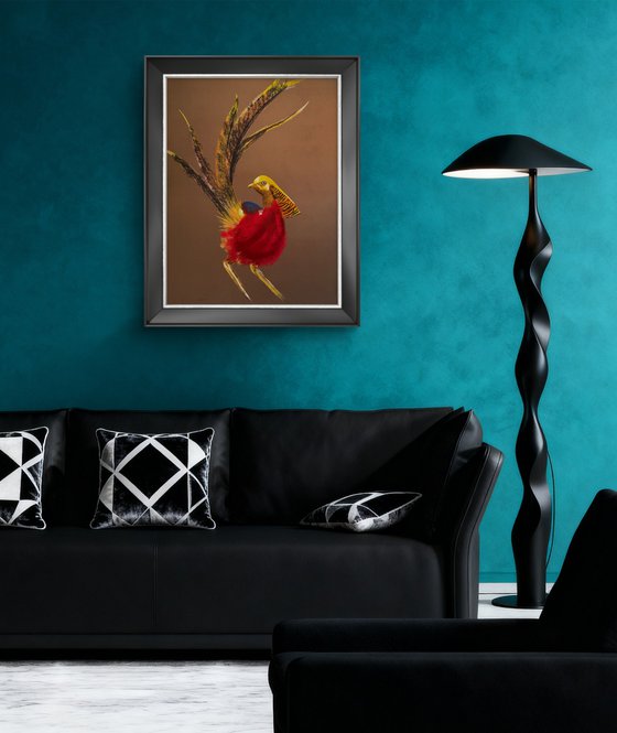 Golden phaesant Soft Pastel