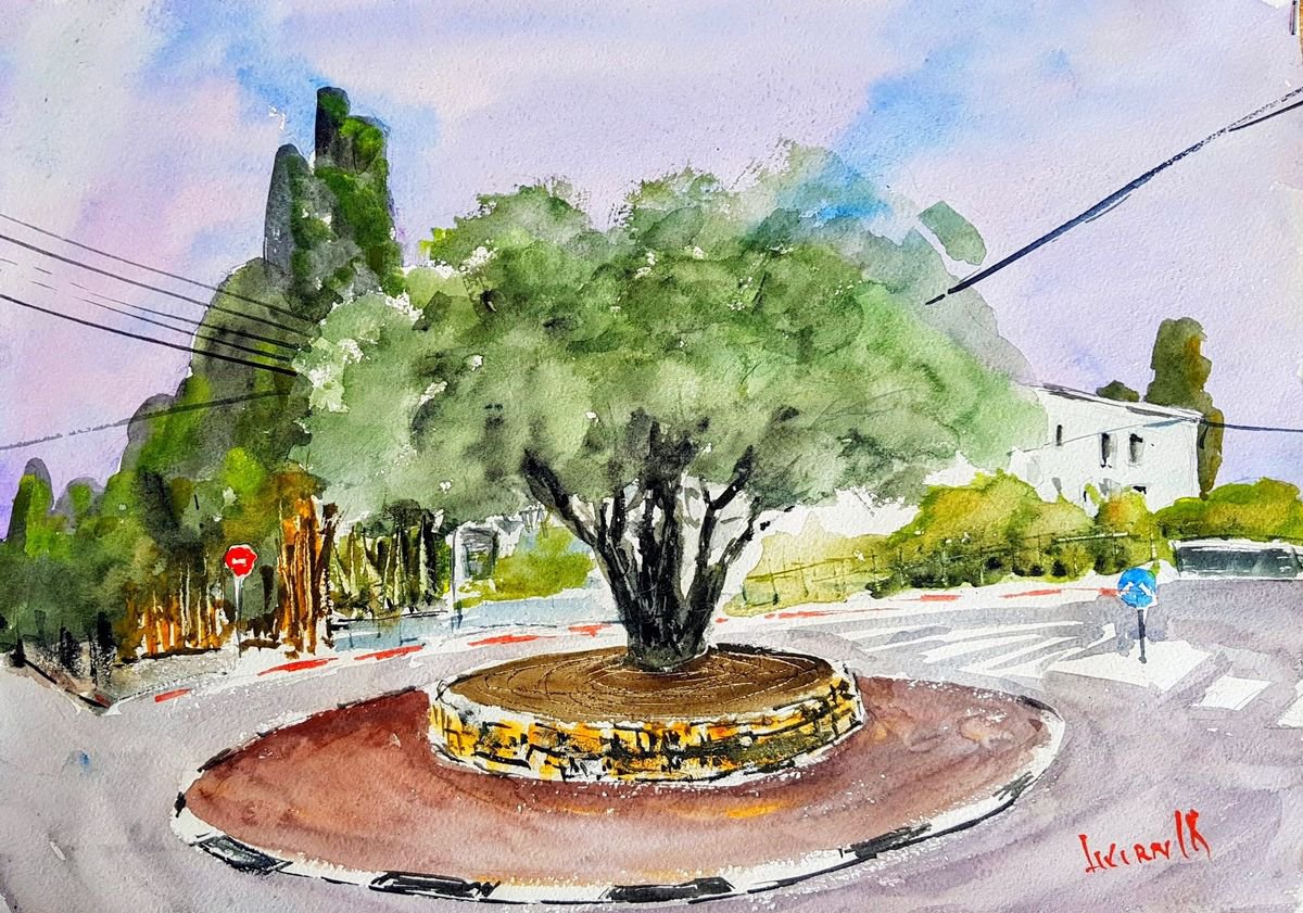 Olive tree in the city by Leonid Kirnus