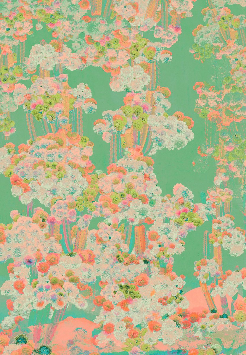 Photorealistic Botanical Photograph By Nadia Attura, 20 X 28", Cactus Mountain, Original Artwork