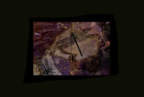 Dragonfly 56 - Small abstract collage painting by Kathy Morton Stanion
