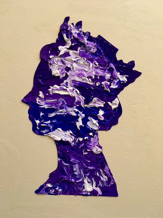 Queen #78 on ivory , purple and silver PAINTING INSPIRED BY QUEEN ELIZABETH PORTRAIT