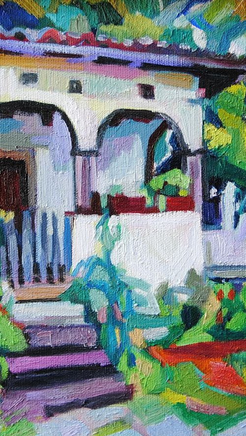 Village house / 40 x 30 x 2 cm by Maja Đokić Mihajlović