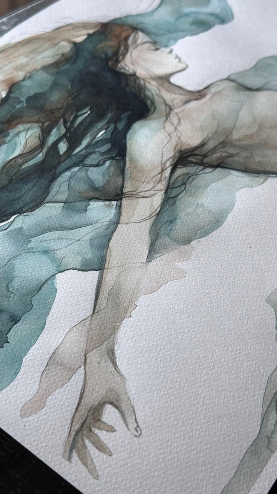 Flowing Serenity Woman Dreamy Nature